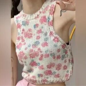 ZARA Floral Knit Sleeveless Top